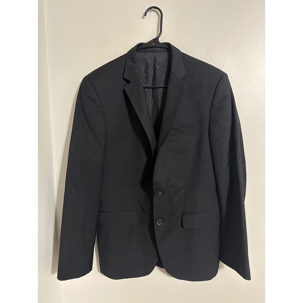 Hugo Boss Mens Super 100 Wool Blazer Jacket Black 38S Tailored Fit Notch Lapel